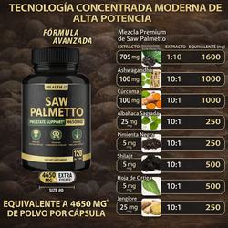 Saw Palmetto 4650 mg 120 Cápsulas – Bienestar Prostático y Apoyo Masculino