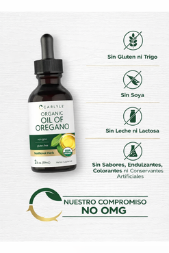 Aceite de Orégano Orgánico Líquido 70% Carvacrol | Potente Antibacteriano Natural | Sin Gluten, Sin Lactosa, No OGM