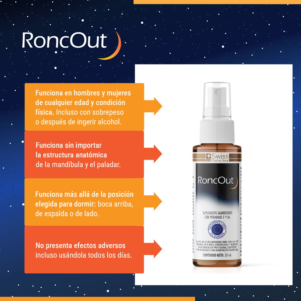 RoncOut Spray Bucal 30 ml – Descanso Nocturno y Confort Respiratorio