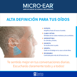 MicroEar Amplificador de Sonido Recargable x2 – Claridad Auditiva y Uso Diario