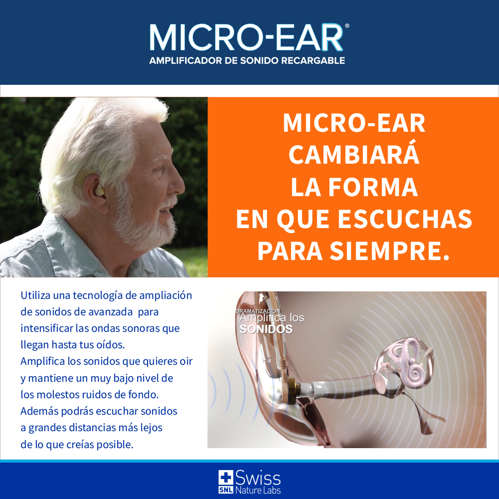 MicroEar Amplificador de Sonido Recargable x2 – Claridad Auditiva y Uso Diario