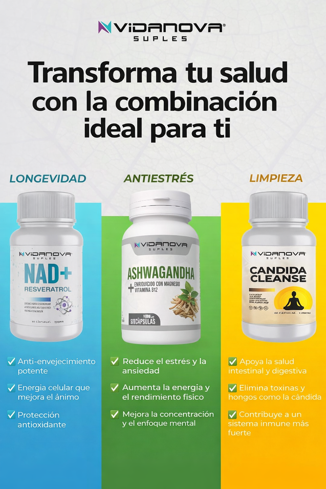 Tripack NAD+ Ashwagandha y Equilibrio Digestivo – Energía y Bienestar Integral