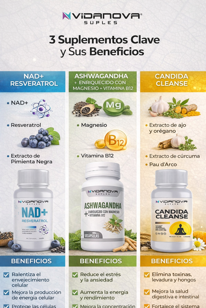 Tripack NAD+ Ashwagandha y Equilibrio Digestivo – Energía y Bienestar Integral