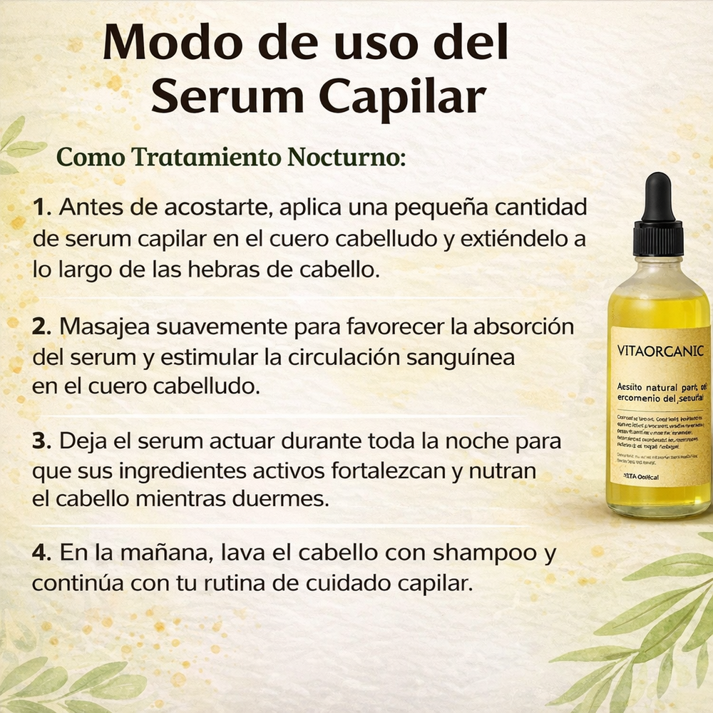 VitaOrganic Aceite Capilar Natural – Fortalecimiento y Cuidado del Cabello Diario