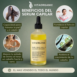 VitaOrganic Aceite Capilar Natural – Fortalecimiento y Cuidado del Cabello Diario