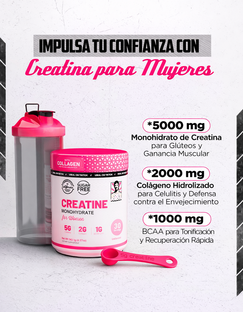 Creatina Monohidratada para Mujeres – Energía y Rendimiento sin Azúcar