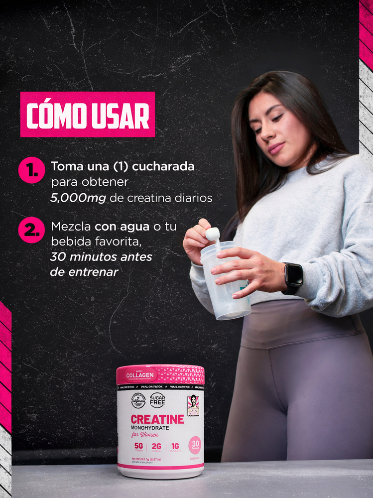 Creatina Monohidratada para Mujeres – Energía y Rendimiento sin Azúcar