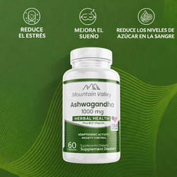 Ashwagandha 1000 mg Mountain Valley – Suplemento Natural para Estrés, Energía y Equilibrio Hormonal