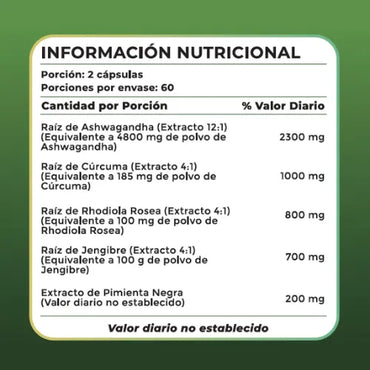 Ashwagandha 5000 mg con Black Pepper 120 Cápsulas – Energía y Bienestar Diario