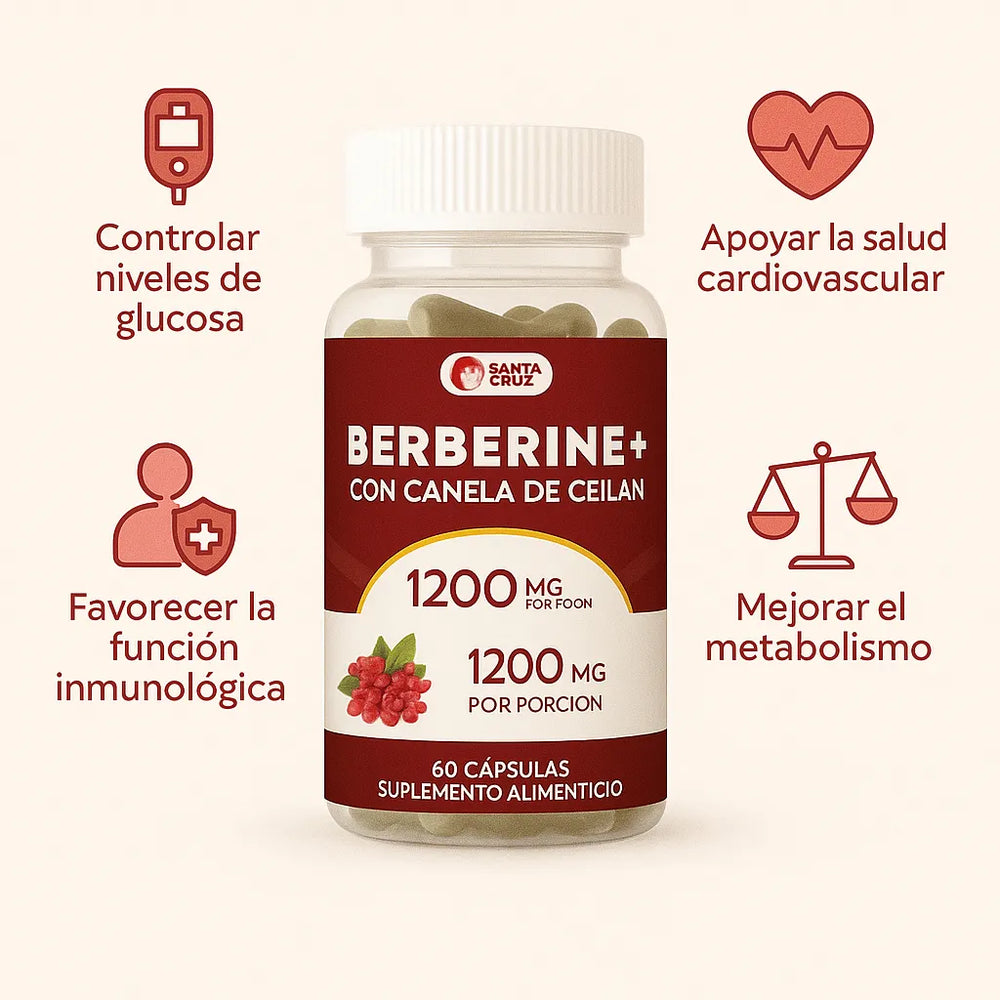 Berberina 1200 mg con Canela 60 Cápsulas – Apoyo Metabólico y Bienestar Diario