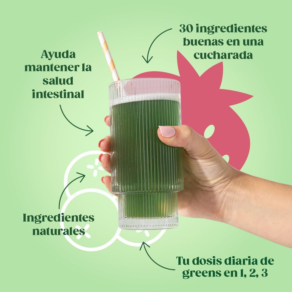 Bloom Jugo Verde en Polvo Frutos Rojos – Mezcla de Verduras, Fibra, Probióticos y Antioxidantes | 25 Porciones