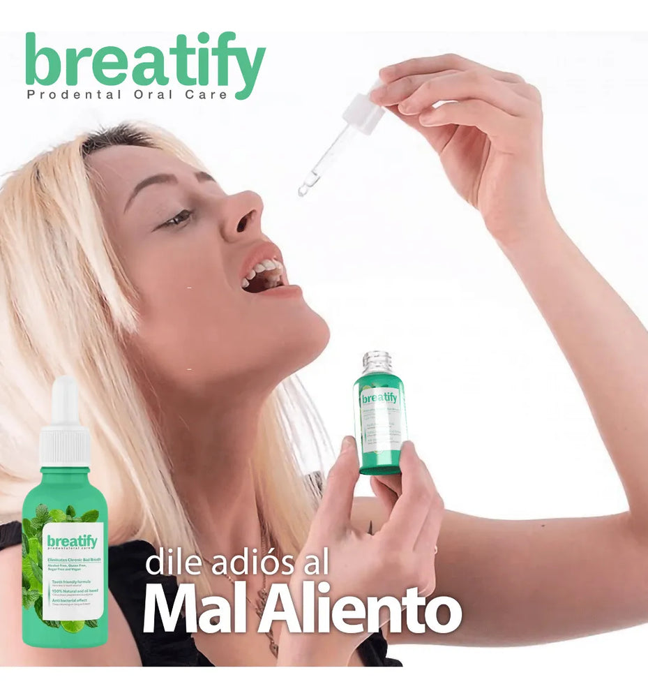 BREATIFY™ Gotas Naturales para la Halitosis Crónica – Eliminador Profesional de Mal Aliento Sin Alcohol.