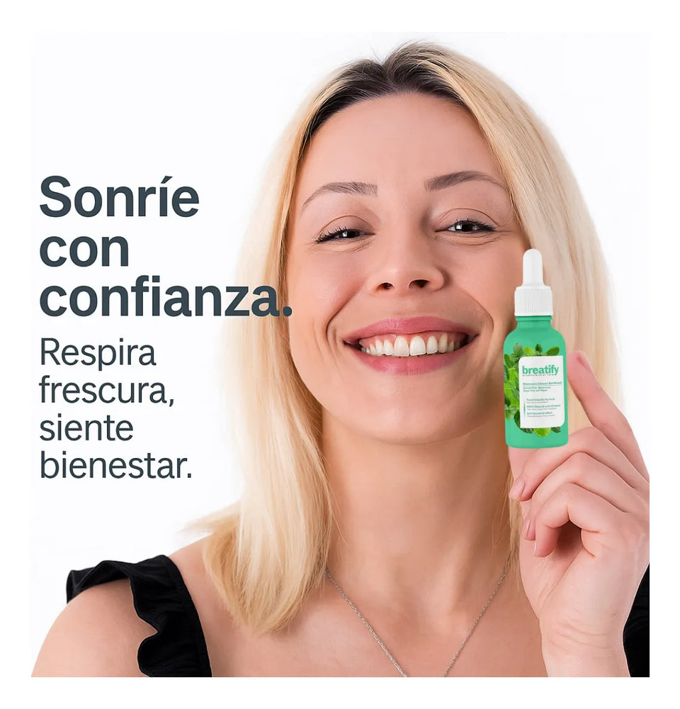 BREATIFY™ Gotas Naturales para la Halitosis Crónica – Eliminador Profesional de Mal Aliento Sin Alcohol.