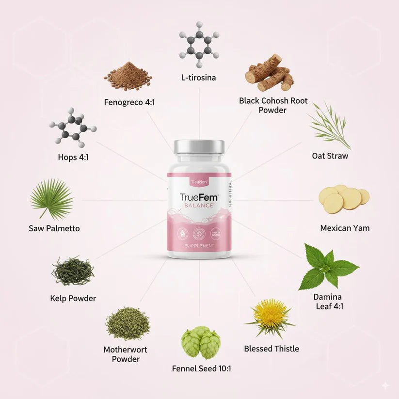 TRUE FEM Balance 13 en 1 – Equilibrio Hormonal Natural para la Mujer | Regulador Hormonal Femenino | Sin Azúcar, No GMO