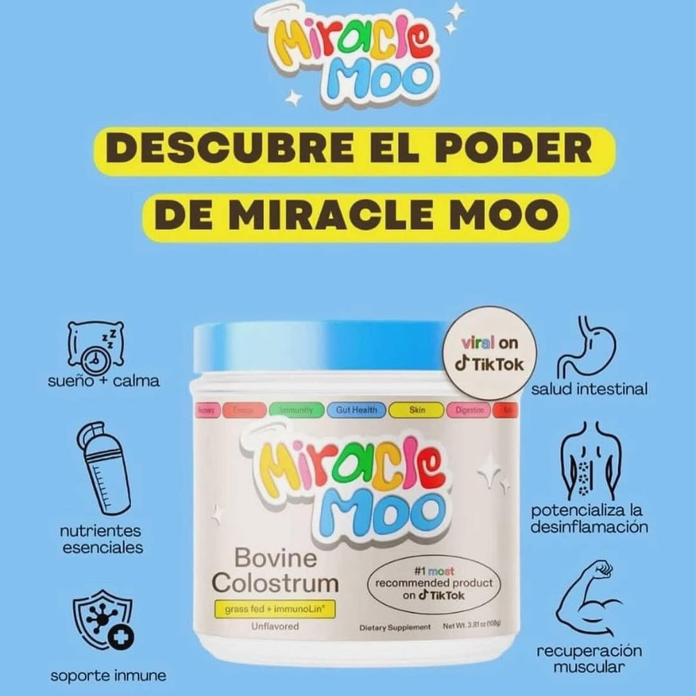 Miracle Moo Calostro Bovino – Suplemento Natural para Apoyo Inmunológico y Salud Intestinal