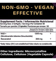 Resveratrol NAD+ Satoomi 1000mg – Antioxidante, Energía Celular y Antienvejecimiento – 60 Cápsulas