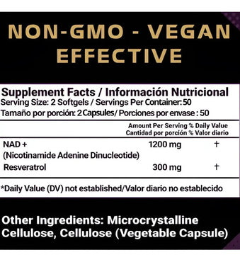 Resveratrol NAD+ Satoomi 1000mg – Antioxidante, Energía Celular y Antienvejecimiento – 60 Cápsulas