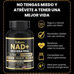 Resveratrol NAD+ Satoomi 1000mg – Antioxidante, Energía Celular y Antienvejecimiento – 60 Cápsulas