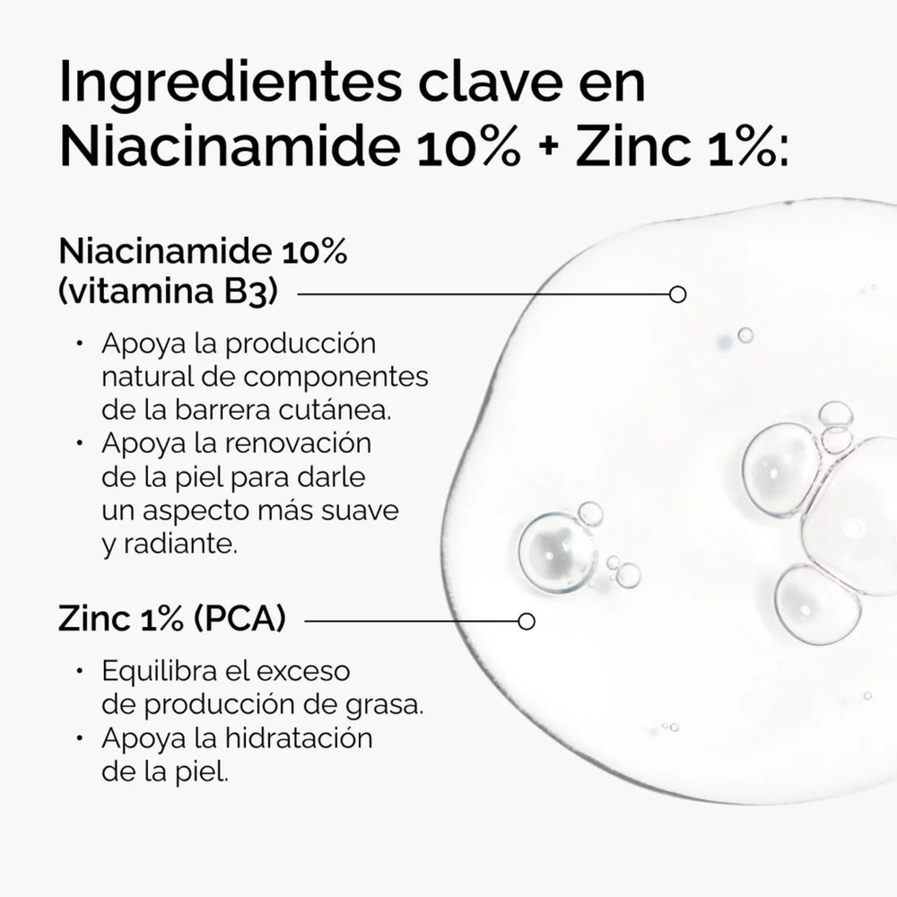 The Ordinary Niacinamide 10% + Zinc 1% – Sérum Facial Equilibrante y Control de Grasa