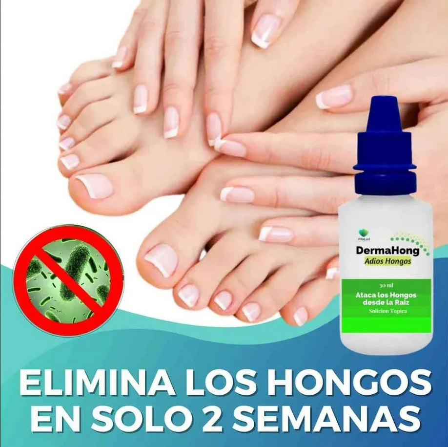 DermaHong Solución Tópica Antihongos 30ml – Tratamiento para Hongos en Uñas y Pies | Pack 3 Unidades 3 en 1