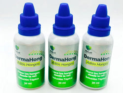 DermaHong Solución Tópica Antihongos 30ml – Tratamiento para Hongos en Uñas y Pies | Pack 3 Unidades 3 en 1