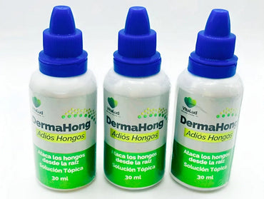 DermaHong Solución Tópica Antihongos 30ml – Tratamiento para Hongos en Uñas y Pies | Pack 3 Unidades 3 en 1