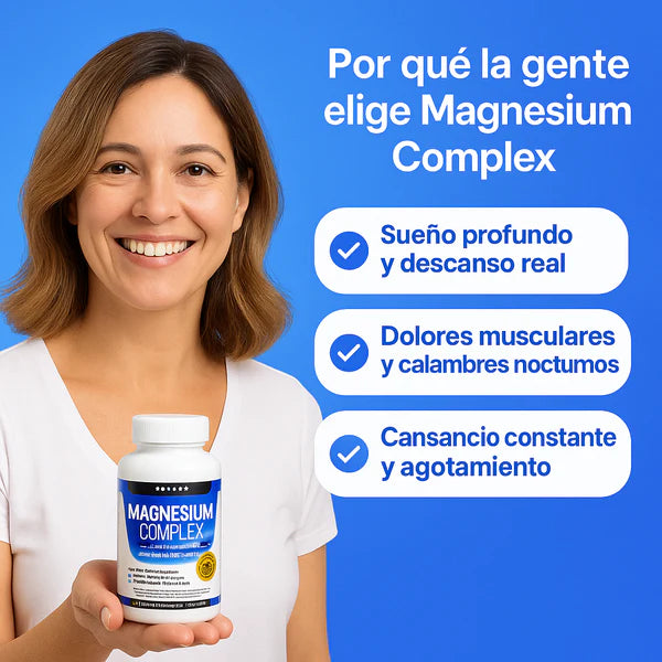 Magnesio Complex 600mg Alta Absorción – Soporte Muscular, Nervioso y para el Sueño | Magnesio Citrato + Glicinato + Óxido